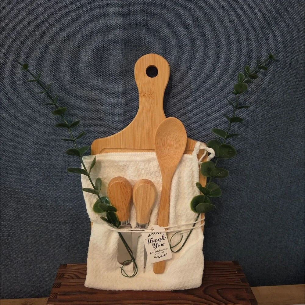 Natural Wood Charcuterie Board 6Pc Farmhouse